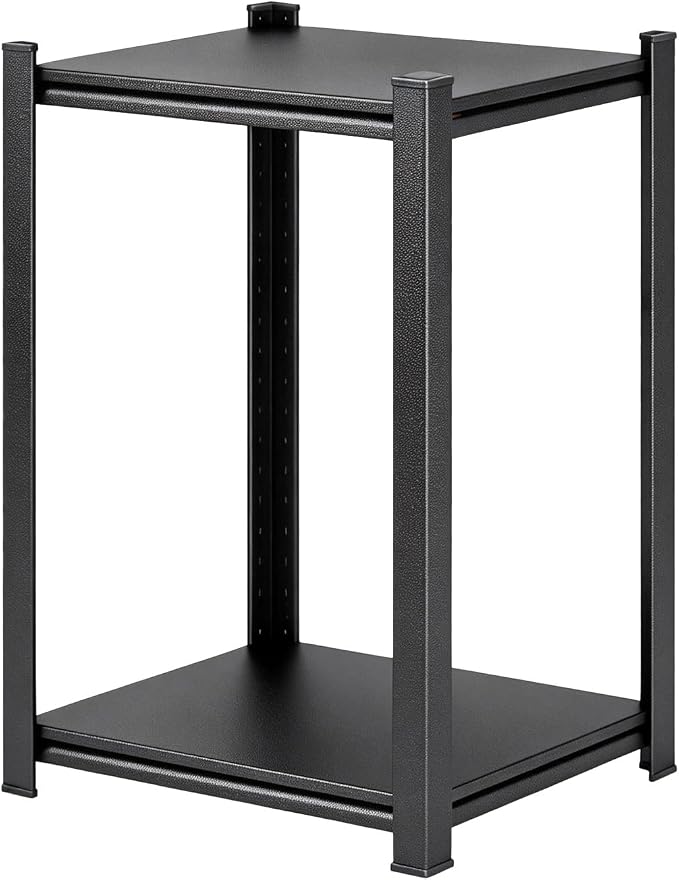 Printer Stand, Metal Shelving Adjustable Storage Shelves, printer table Office Organizer Book shelf corn shelf Industrial Shelving for office organization, black Nightstand (13.8"W×11.8"D×22"H)