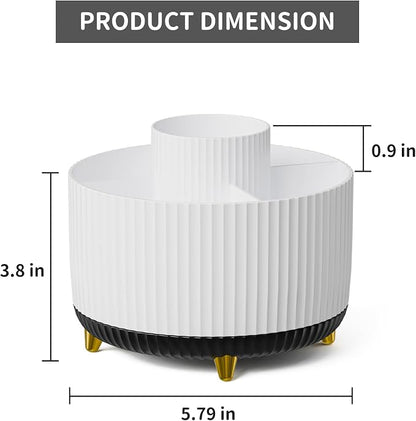 Marbrasse Desk Organizer, 360-Degree Rotating Pen Holder, Desk Organizers and Accessories with 5 Compartments Pencil Holder, Art Supply Storage Box Caddy for Office, Home (White+Black)