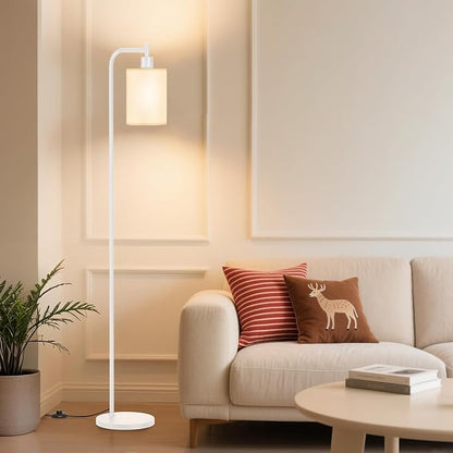 SIBRILLE Floor Lamp with Linen Shade, Dimmable Tall Standing Lamp with Remote Control & 3 Color Temperatures, Modern Floor Lamps for Living Room Bedroom Office Corner, 9W LED Bulb Included