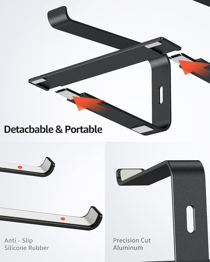 Urmust Laptop Stand for Desk Aluminum Computer Stand Riser Holder for Laptop Compatible with MacBook Air Pro, Dell, HP, Lenovo Samsung, Alienware All Laptops 11-15.6"(Black)