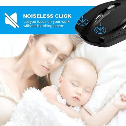 Guiheng 2 Pack Wireless Mouse, 2.4Ghz Wireless Mouse Computer Mouse1200,6 Buttons with Nano Receiver for Laptop,PC,Chromebook,Computer,Notebook,Office (Black)
