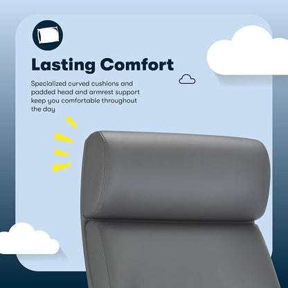 Serta Comfort Executive Big & Tall Office Chair, Ergonomic High-Back Computer DeskChair, Semi Plush Cushion Seat, Soft Padded Armrests, SertaQuality Foam, Metal Swivel Base, Bonded Leather, Gray
