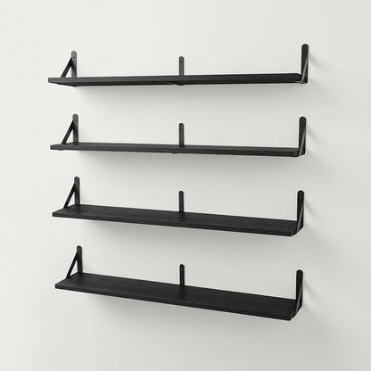 Long Wall Shelf,Large Floating Shelves for Wall,Wood Floating Bookshelves Hanging,Book Storage Display for Living Room Bedroom Office Bathroom Decor,4 Pack,36 Inch,Rustic Black