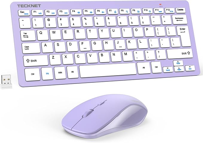 TECKNET Wireless Keyboard and Mouse Combo, Mini Cordless Computer Keyboard and Mouse Set 2.4GHz, Silent Adjustable 1600 DPI, Quiet Click, Lag-Free for Computer, Laptop, PC, Windows, Mac, Chrome OS