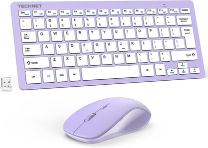 TECKNET Wireless Keyboard and Mouse Combo, Mini Cordless Computer Keyboard and Mouse Set 2.4GHz, Silent Adjustable 1600 DPI, Quiet Click, Lag-Free for Computer, Laptop, PC, Windows, Mac, Chrome OS