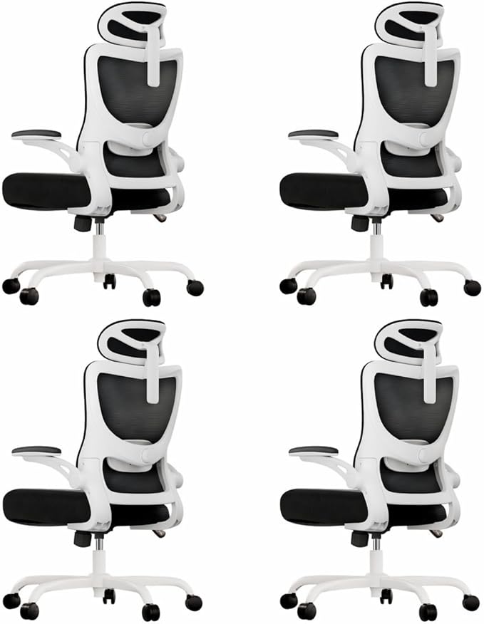 Marsail Ergonomic Office Chair with 3D Armrests, Pack of 4 | Office Desk Chair with High Back Mesh, Adjustable Lumbar Support, Rolling Work Swivel Task Chairs with Wheel, Headrest, home