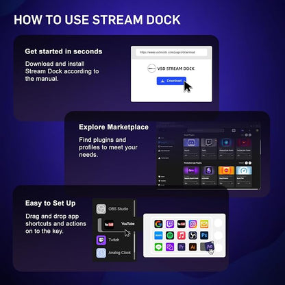 Stream Controller Deck for PC Work and Live Streamers,Macro Pad for Video and Image Editing,World's First-Ever Transparent Magnetic Stream Dock(White)