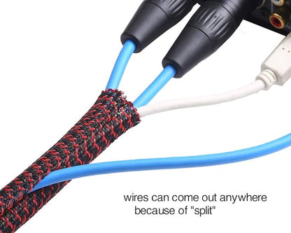 Alex Tech 10ft - 3/8 inch Cord Protector Wire Loom Tubing Cable Sleeve Split Sleeving For USB Cable Power Cord Audio Video Cable – Protect Cat From Chewing Cords - Blackred