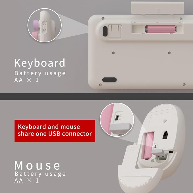 UBOTIE Colorful Wireless Keyboard and Mouse Combos, Retro Typewriter Floating Flexible Full-Sized Keys Computer Keyboard with Optical Mouse, 2.4GHz USB-A Connection for Windows Mac (White-Colorful)