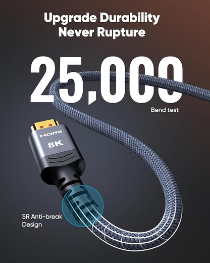 Highwings 8K@60 Long HDMI Cable 13FT/4M, 48Gbps 2.1 High Speed Gaming HDMI Cord 4K120 144Hz RTX 3090 eARC HDCP 2.2&2.3 Compatible for PS5, SoundBar, AVR, UHD TV