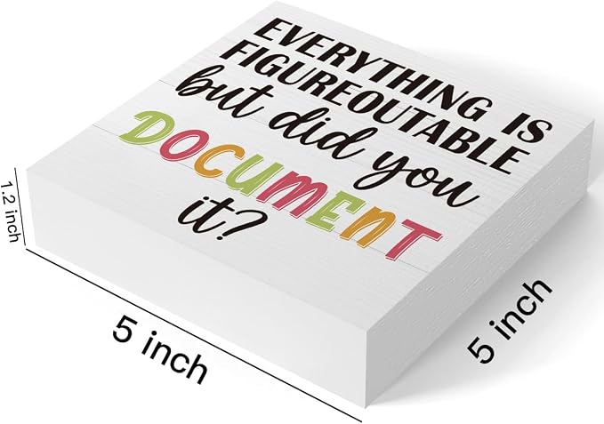 mmiishe Office Decor Everything Is Figureoutable But Did You Document It | Table Decor Inspirational Gifts for HR Coworkers Colleague Friend Women Men Cubicle Desk Sign for Office Desk 5 x 5 Inches