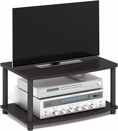 Furinno Turn-N-Tube Printer Stand with Storage, 2-Tier Printer Table, Under Desk Printer Stand, Toolless Assembly, for CPU, Office Supplies, Home Office, Dark Walnut