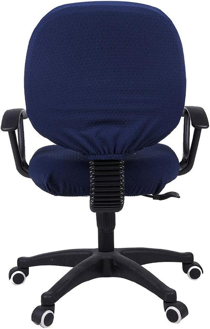 Smiry Stretch Jacquard Office Computer Chair Covers, Removable Washable Universal Desk Rotating Chair Slipcovers Protector, Seat + Backrest Cover, Navy Blue