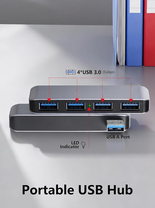 USB 3.0 Hub | Premium USB Hub for Laptops Cable-Free Plug-and-Play Design, Seamlessly Integrated with Your Device Wide Compatibility with Laptops, Desktops and Most USB-Enabled Devices