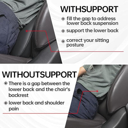 1p Memory Foam Lumbar Support Pillow for car Lower Back Pain Relief - Back Cushion for Driving, Chair Support for Car-Office Chair（Black&Red）