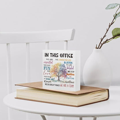 mmiishe Encouragement Gifts for Coworkers Desk Decor Office Accessories | Cheer Up Gifts for Women Coworkers Mentor Team Mental Health Decor for Office Wooden Box Sign Birthday Gift 5 x 5 Inches