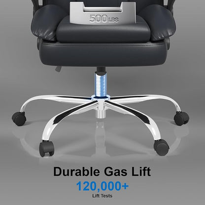 Office Chair, Home Desk Chair, Ergonomic Computer Chair with Lumbar Support, Executive Leather Chair with Flip-Up Armrests, Big and Tall Swivel Rolling Chair, PU Leather, Black