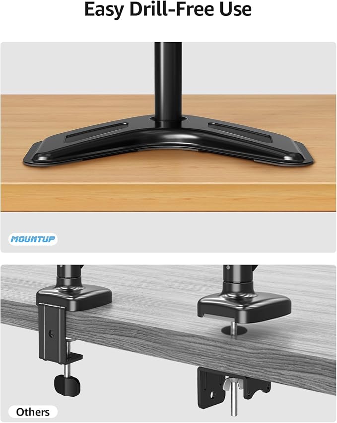 MOUNTUP Single Monitor Stands, Freestanding VESA Monitor Desk Mount fits 13'' to 32'' Computer Screen with Height Adjustable, Swivel, Tilt, Rotation, 17.6 lbs Load, For Home Office, VESA 75x75/100x100