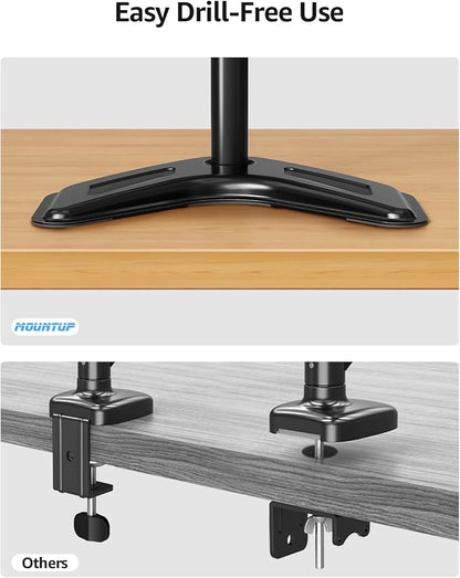 MOUNTUP Single Monitor Stands, Freestanding VESA Monitor Desk Mount fits 13'' to 32'' Computer Screen with Height Adjustable, Swivel, Tilt, Rotation, 17.6 lbs Load, For Home Office, VESA 75x75/100x100