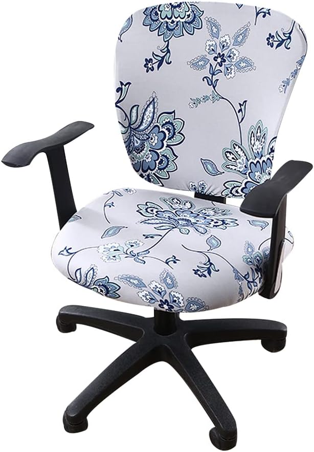 Jinzio Computer Office Chair Cover - Split Protective & Stretchable Cloth Polyester Universal Desk Task Chair Chair Covers Stretch Rotating Chair Slipcover (Light Grey Mimosa)