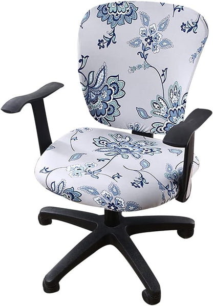 Jinzio Computer Office Chair Cover - Split Protective & Stretchable Cloth Polyester Universal Desk Task Chair Chair Covers Stretch Rotating Chair Slipcover (Light Grey Mimosa)