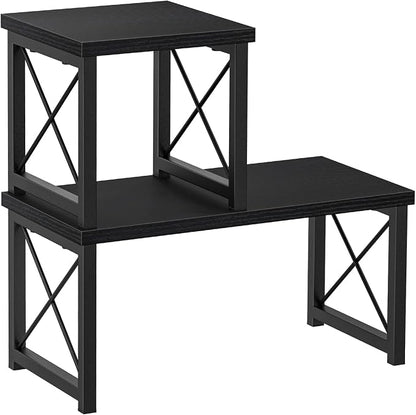 Honiter Desk Shelf Desktop Organizer 2 Tier Wood Small Bookshelf,Rustic Brown Freestanding Adjustable, Organizer, Stackable, Desk Stand, Storage Organizers, Kitchen Counter Display Rack