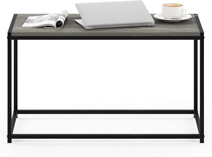 Furinno Camnus Coffee Table, Metal Frame Grey Coffee Table, Rectangular Wide Side Table, Easy Assembly, for Living Room, Bedroom, Home Office, Grey Oak