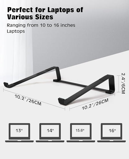 Thibault Aluminum Laptop Stand for Desk - Cooling Ergonomic Design - Fits MacBook Air Pro/DELL/HP/Lenovo/ThinkPad/Alienware - 13/14/15.6/16 -Easy Assembly- Ventilated Laptop Stand for Optimal Airflow
