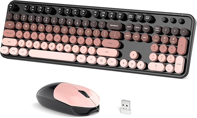 Dilter Wireless Keyboard and Mouse, Typewriter Full Size Keyboard with Number Pad and 2 in 1 USB Connected Mouse for Windows 7/8/10/11, Laptop, Desktop, PC, Computer