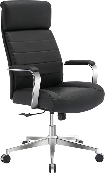 Realspace® Modern Comfort Modee Vegan Leather High-Back Executive Office Chair, Black/Chrome, BIFMA Compliant