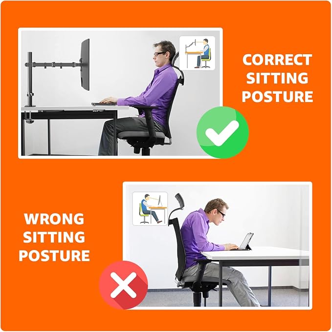 Amazon Basics Single Computer Monitor Stand with Tilt and Rotation,Height Adjustable VESA Desk Arm Mount,Steel,30 inches,Black,(Pack of 6)
