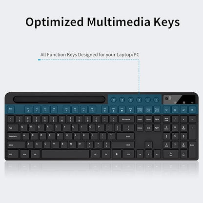 Wireless Keyboard and Mouse Combo, MARVO 2.4G Ergonomic Wireless Computer Keyboard with Phone Tablet Holder, Silent Mouse with 6 Button, Compatible with MacBook, Windows (Black)