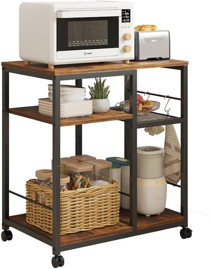 Furist Printer Stand with Storage, Mobile Printer Table for Home Office, Desktop Shredder Shelf with Wheels, Rolling Cart Computer Tower Stand