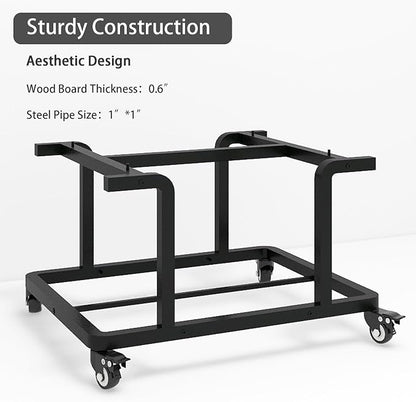Natwind 2 Tier Laser Printer Stand,24''x20''x15'' Large Printer Table Copier Stand Under Desk,Heavy Duty Rolling Cart with Paper Storage Shelf,Printer Holder on Wheels for Home Office (Black)