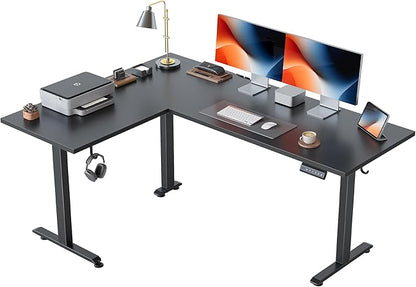 Agilestic L Shaped Standing Desk 63 inch Adjustable Height, Electric Corner Standing Desk, Sit Stand Computer Table with Splice Board, Black