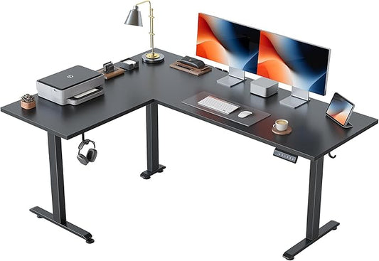 Agilestic L Shaped Standing Desk 63 inch Adjustable Height, Electric Corner Standing Desk, Sit Stand Computer Table with Splice Board, Black