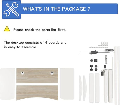 Dual Motor 63x30 Height Adjustable Electric Standing Desk,Height Stand Up Computer Desk,Sit and Stand Home Office Desk with Splice Board(Oak+White Top, White Frame)