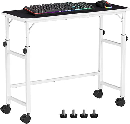 Snughome Mobile Keyboard Tray with Mouse Pad, Height Adjustment 21.6"-31.1", Keyboard Standing Desk, Rolling Under-Desk Extender with Lockable Casters, Desk Accessories for Home Office, White