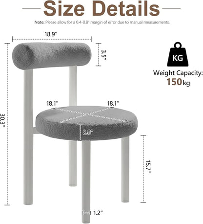 Cute Small Armless Desk Chair, Ergonomic Comfy Vanity Chairs Lumbar Support with Back for Makeup, Teddy Fabric Computer Desk Chair for Home, Bedroom, Vanity, Teens, Adults