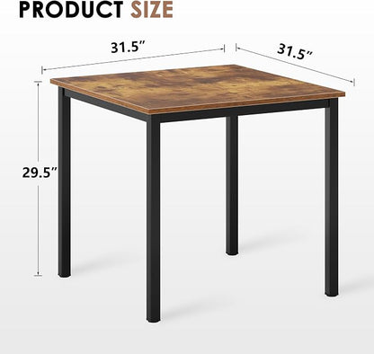 Need Small Square Dining Table- 31-1/2'' Sturdy and Heavy Duty Writing Desk for Small Spaces and Writing Table Desk Breakroom Table, Rustic Brown