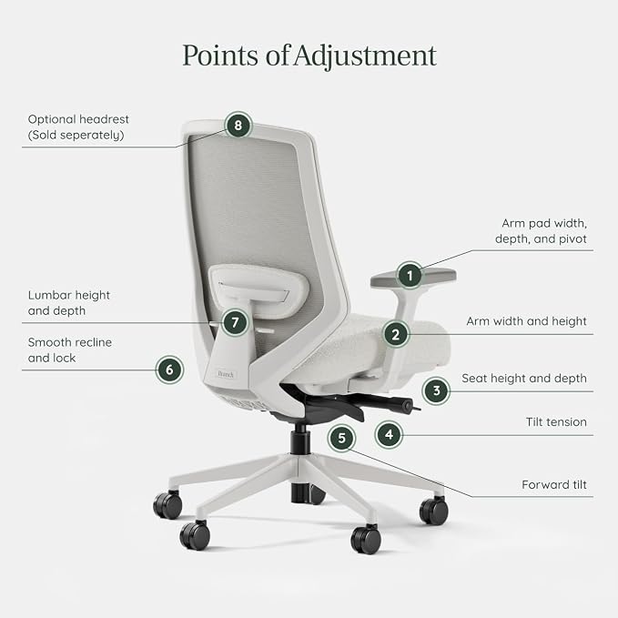 Branch Ergonomic Chair Pro - Mesh Office Chair with 14 Points of Adjustment - Height, Depth & Tilt Adjustable - 5D Armrests - Forward Tilt, Smooth Recline, and Lumbar Support - Ivory Boucle