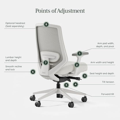 Branch Ergonomic Chair Pro - Mesh Office Chair with 14 Points of Adjustment - Height, Depth & Tilt Adjustable - 5D Armrests - Forward Tilt, Smooth Recline, and Lumbar Support - Ivory Boucle