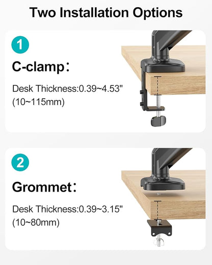 MOUNT PRO Dual Monitor Mount Fits 13 to 32 Inch Screen, Height Adjustable Monitor Stand for 2 Monitors, Full Motion Display Arm Holds up to 17. 6lbs Each, Computer Desk VESA Mount, Black