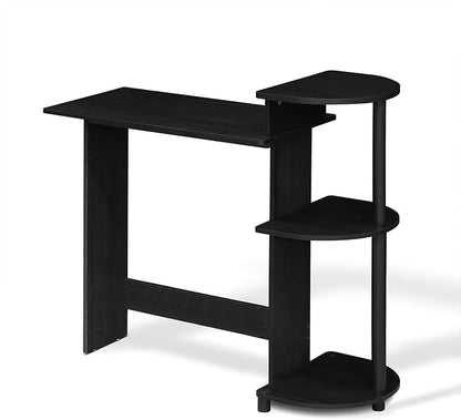 Furinno Compact 29-Inch Black Computer Desk, Gaming Desk with Shelves, Office Desk with Book Shelf, for Home Office, Study Room, Dorm, Bedroom, Dark Americano