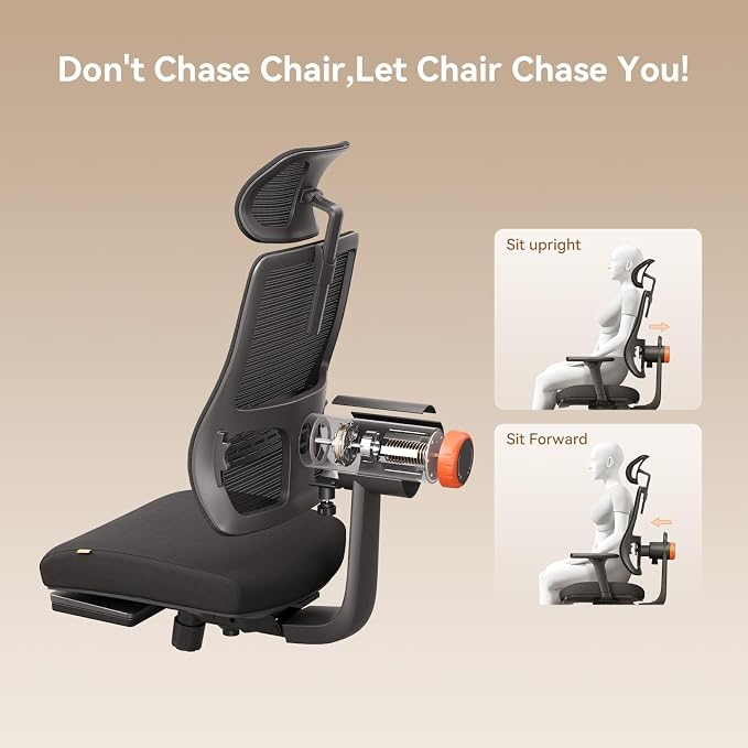 Newtral Office Chair Ergonomic with Footrest, Auto-Following Lumbar Support, High Back Desk Chair with 4D Armrest,136° Tilt Lock, Adjustable Seat Depth & Height