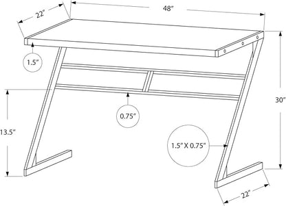 Monarch Specialties Simple Modern Study Laptop Table for Home & Office Computer Desk-Z-Shaped Metal Leg, 48" L, Cappuccino