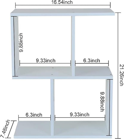 PAG Desktop Shelf Freestanding Wooden Small Bookshelf Desk Supplies Organizers and Accessories Storage Display Rack Office Dorm Decor for Women, White