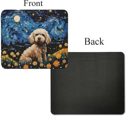 Starry Night Poodle Dog Mouse Pad for Computer Laptop Home Office Gaming Working Desk Desktop Accessories Non-Slip Rubber Mouse Pad for Dog Lovers (Poodle)
