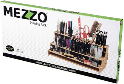 HG Art Concepts Mezzo Artist Drawing Rack, 15 Pack - Wood Grain Laminate Multi Layer Desk Stand Professional Storage Display Organizer for Pens, Pencils, Drafting and all other Drawing Tools