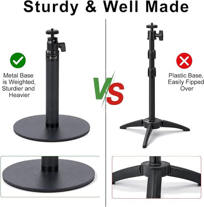 Webcam Stand for Desk, 28" Telescopic Tripod with Phone Holder, Desktop Webcam Mount Compatible with Logitech Webcam C922 C930e C920S C920 C615 C960 C920x BRIO 4K NexiGo N60, 1/4'' Thread